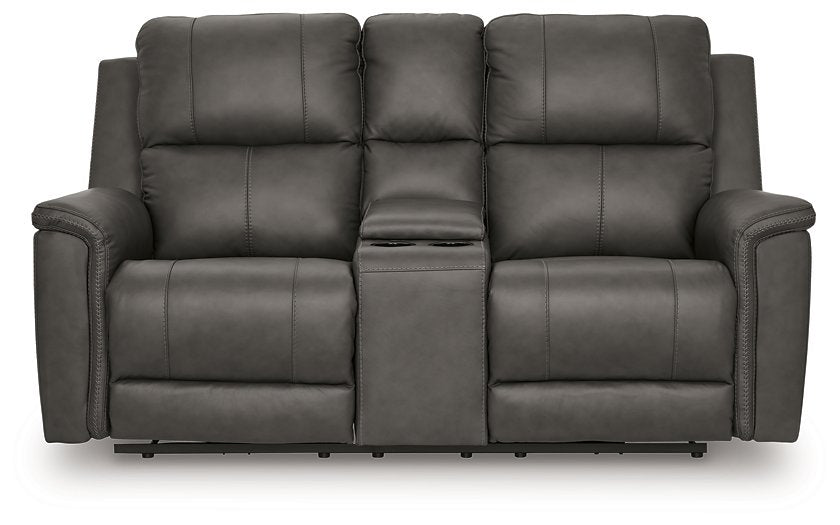 Bleckley Power Reclining Loveseat with Console - Levi's Discount Furniture (Vineland, NJ)