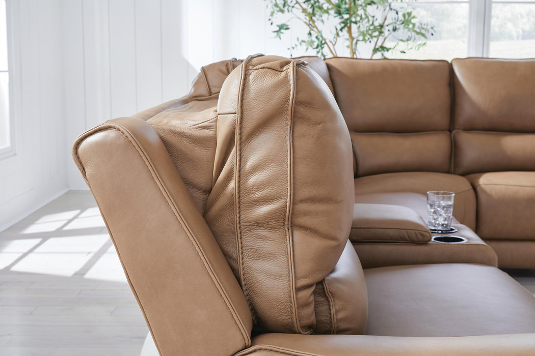 DeepWakes Reclining Sectional with Storage Console - Levi's Discount Furniture (Vineland, NJ)