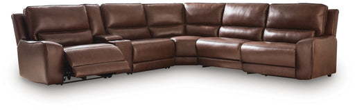 DeepWakes Reclining Sectional with Storage Console - Levi's Discount Furniture (Vineland, NJ)