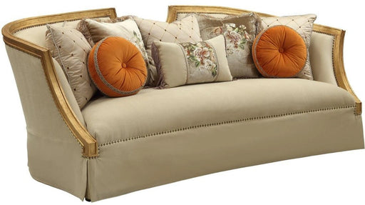Acme Furniture Daesha Sofa in Tan Flannel & Antique Gold 50835 - Levi's Discount Furniture (Vineland, NJ)