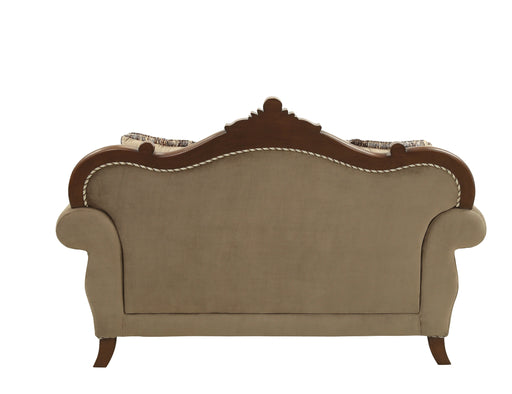 Mehadi Velvet & Walnut Loveseat w/6 Pillows - Levi's Discount Furniture (Vineland, NJ)