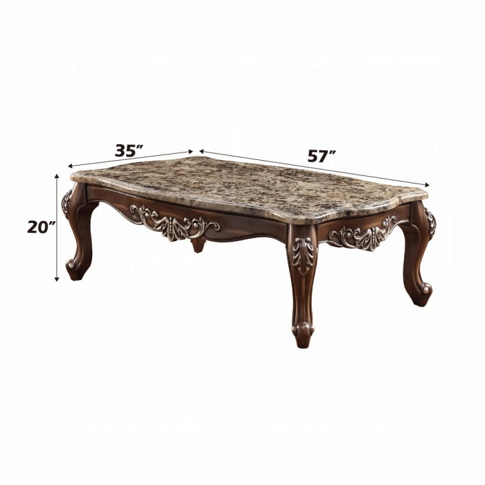Latisha Marble & Antique Oak Coffee Table - Levi's Discount Furniture (Vineland, NJ)