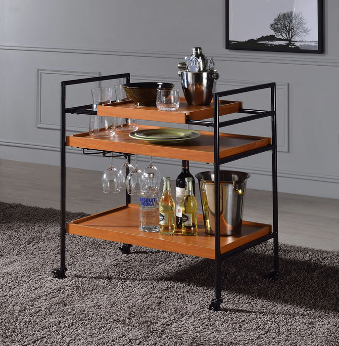 Oaken Honey Oak & Black Serving Cart - Levi's Discount Furniture (Vineland, NJ)