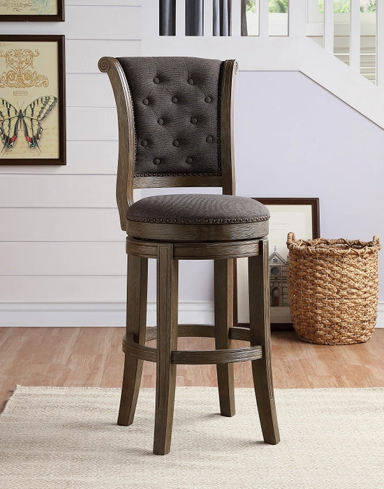 Glison Charcoal Fabric & Walnut Counter Height Chair (1Pc) - Levi's Discount Furniture (Vineland, NJ)