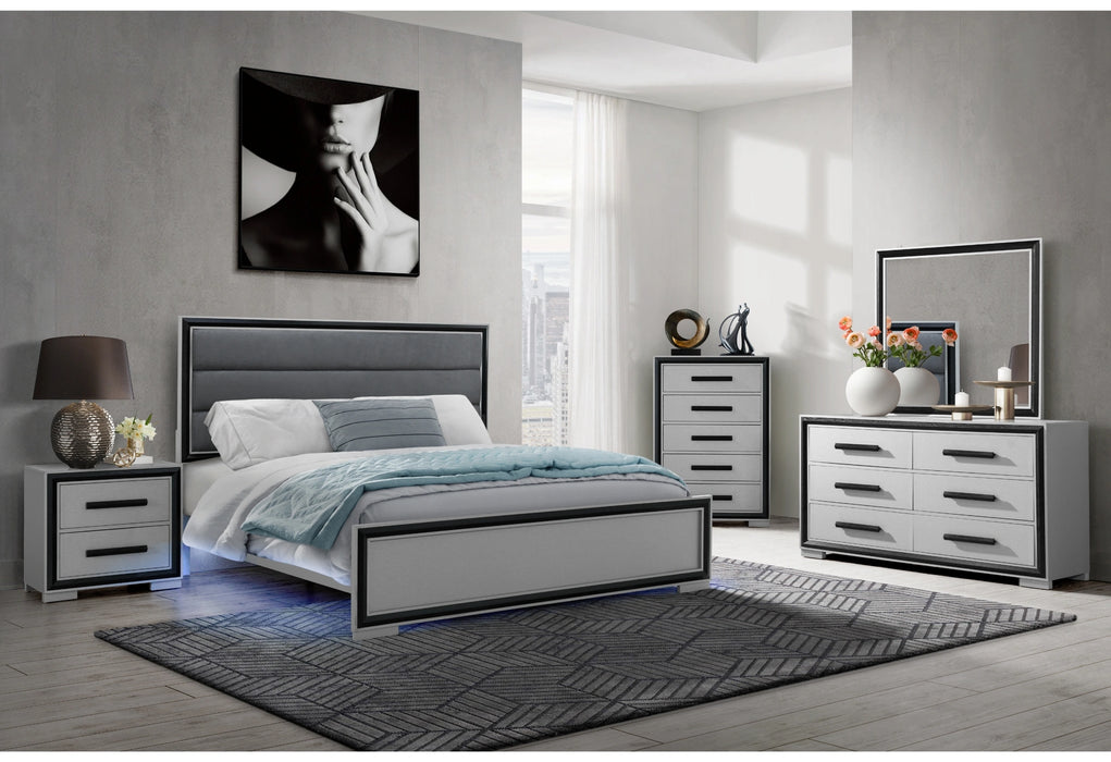 Amelia Grey Black Bed Group with LED