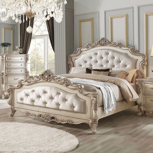 Acme Furniture Gorsedd King Panel Bed in Antique White - Levi's Discount Furniture (Vineland, NJ)