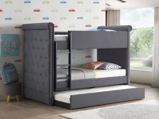 Romana II Gray Fabric Bunk Bed & Trundle (Twin/Twin) - Levi's Discount Furniture (Vineland, NJ)