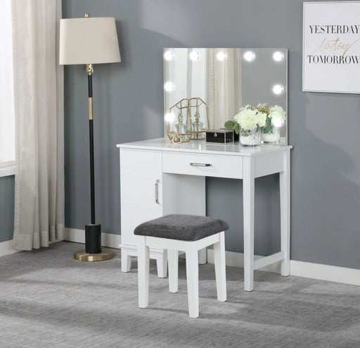 Elijah Makeup Vanity Table with LED Mirror and Stool - Levi's Discount Furniture (Vineland, NJ)