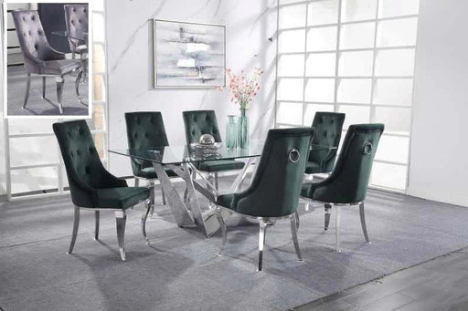 Dekel Clear Glass & Stainless Steel Dining Room Set - Levi's Discount Furniture (Vineland, NJ)