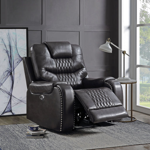 Braylon Magnetite PU Recliner (Power Motion) - Levi's Discount Furniture (Vineland, NJ)