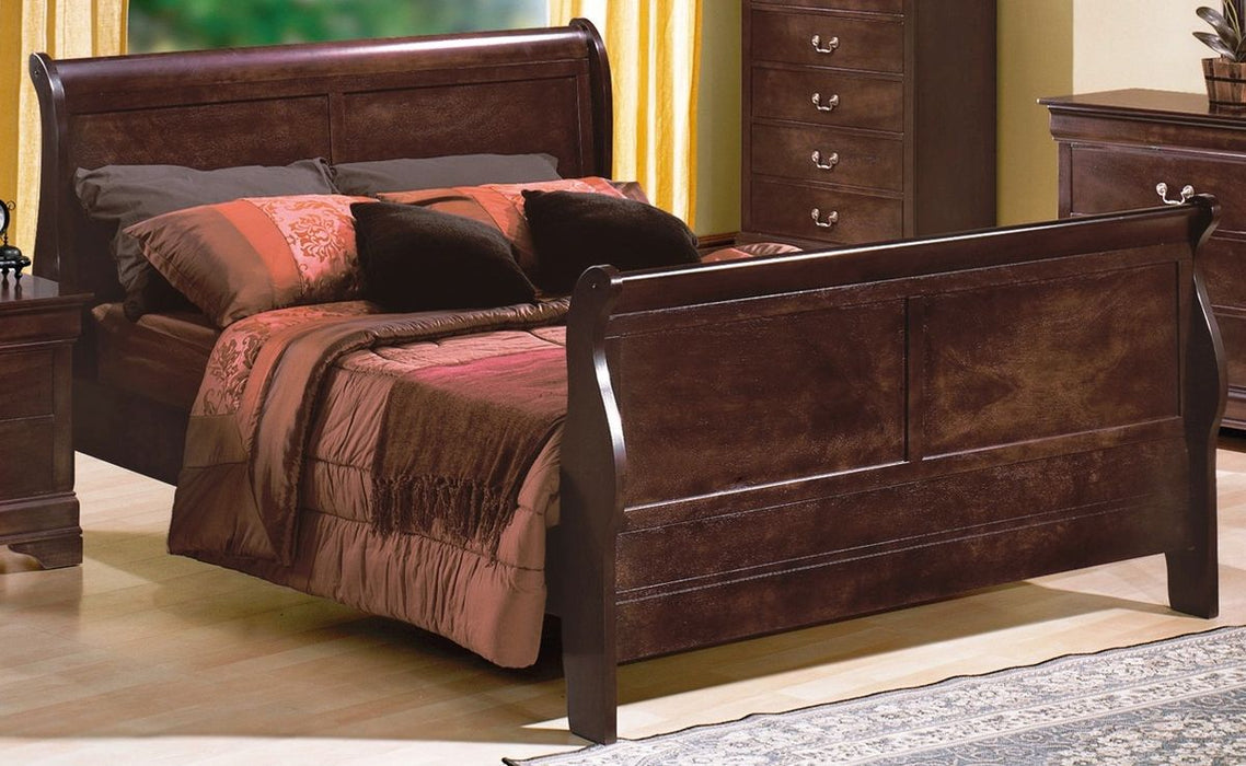 Crown Mark Furniture Louis Philip King Bed in Dark Cherry