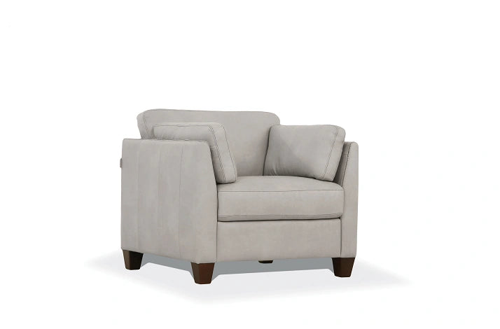Matias Dusty White Leather Chair - Levi's Discount Furniture (Vineland, NJ)