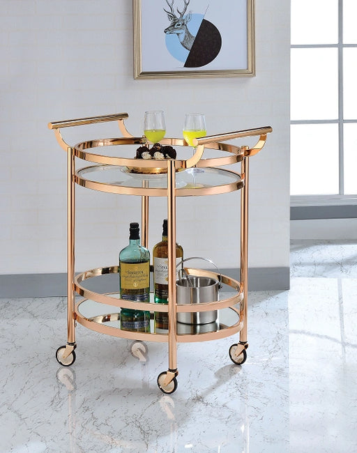 Lakelyn Rose Gold & Clear Glass Serving Cart - Levi's Discount Furniture (Vineland, NJ)