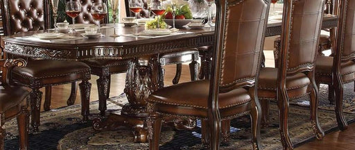 Acme Vendome Double Pedestal Dining Table with Two Leaves in Cherry 62000 - Levi's Discount Furniture (Vineland, NJ)