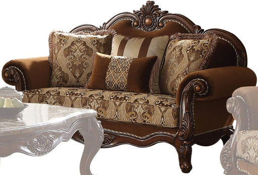 Acme Furniture Jardena Loveseat with 4 Pillows in Cherry Oak 50656 - Levi's Discount Furniture (Vineland, NJ)