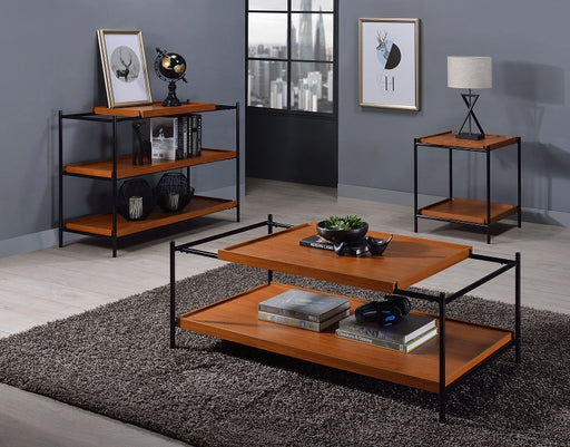 Oaken Honey Oak & Black Coffee Table - Levi's Discount Furniture (Vineland, NJ)