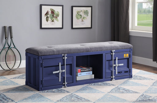 Cargo Gray Fabric & Blue Bench (Storage) - Levi's Discount Furniture (Vineland, NJ)