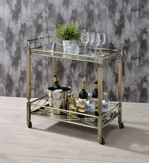 Matiesen Antique Gold & Clear Glass Serving Cart - Levi's Discount Furniture (Vineland, NJ)