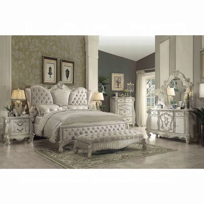 Versailles Ivory Velvet & Bone White Eastern King Bed - Levi's Discount Furniture (Vineland, NJ)