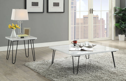 Telestis White Marble & Black Coffee Table - Levi's Discount Furniture (Vineland, NJ)