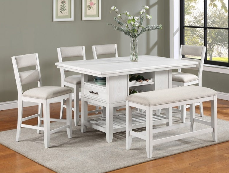 Crown Mark Furniture Wendy Counter Height Bench in White