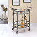 Lakelyn Black Nickel & Clear Glass Serving Cart - Levi's Discount Furniture (Vineland, NJ)