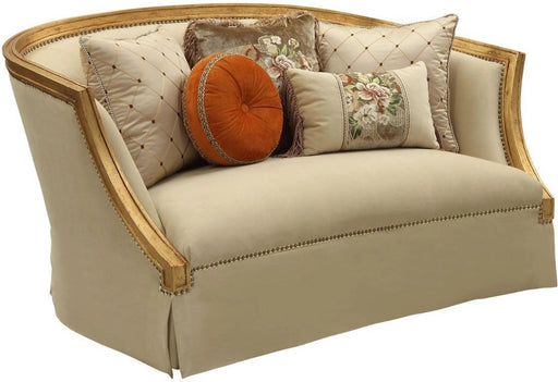 Acme Furniture Daesha Loveseat in Tan Flannel & Antique Gold 50836 - Levi's Discount Furniture (Vineland, NJ)