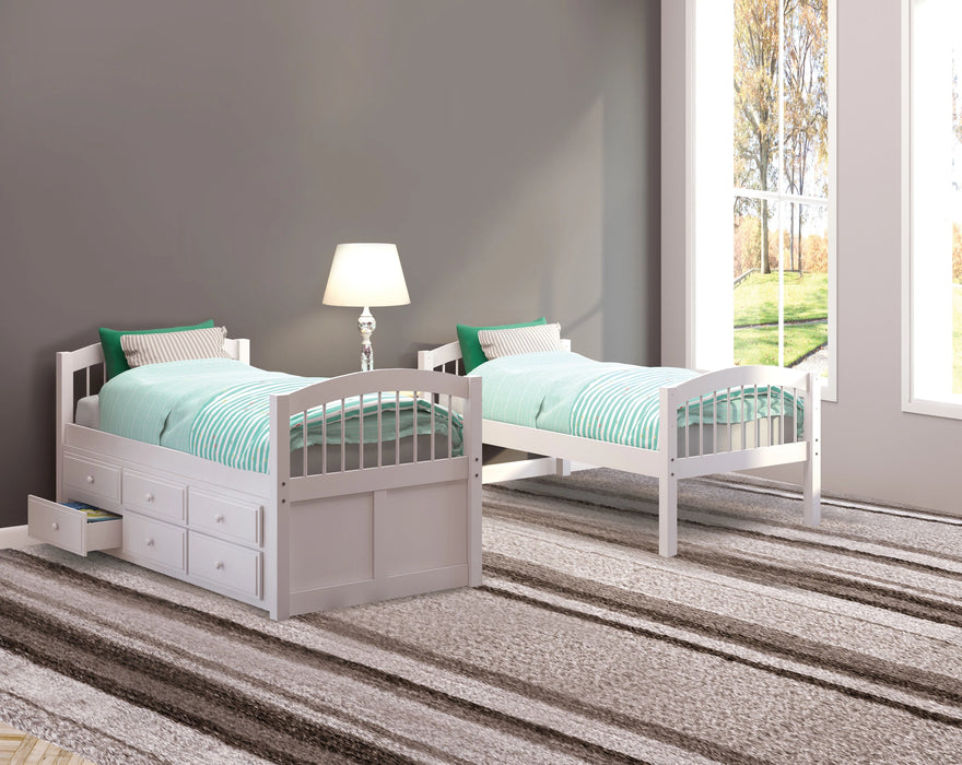 Micah White Bunk Bed & Trundle (Twin/Twin) - Levi's Discount Furniture (Vineland, NJ)