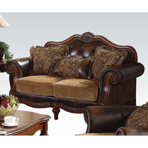 Acme Dreena Traditional Bonded Leather and Chenille Loveseat 05496 - Levi's Discount Furniture (Vineland, NJ)