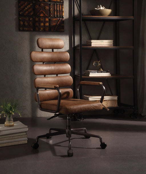 Calan Retro Brown Top Grain Leather Office Chair - Levi's Discount Furniture (Vineland, NJ)
