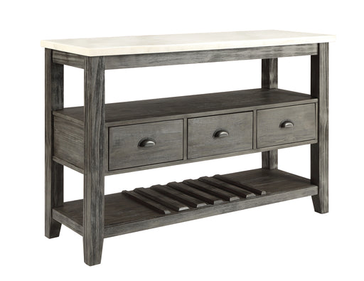 Merel White Marble & Gray Oak Server - Levi's Discount Furniture (Vineland, NJ)