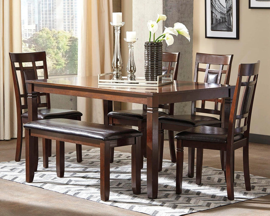 Bennox Dining Table and Chairs with Bench (Set of 6) - Levi's Discount Furniture (Vineland, NJ)