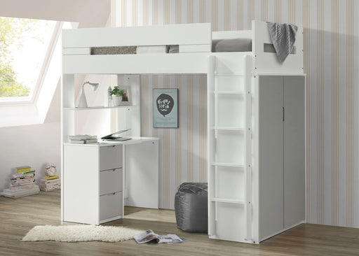 Nerice White & Gray Loft Bed - Levi's Discount Furniture (Vineland, NJ)