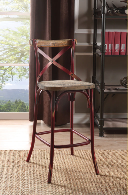 Zaire Antique Red & Antique Oak Bar Chair (1Pc) - Levi's Discount Furniture (Vineland, NJ)