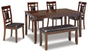 Bennox Dining Table and Chairs with Bench (Set of 6) - Levi's Discount Furniture (Vineland, NJ)