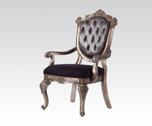 Acme Chantelle Button Tufted Back Seat Dining Arm Chair (Set of 2) in Antique Platinum 60543 - Levi's Discount Furniture (Vineland, NJ)