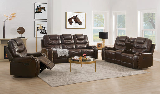 Braylon Brown PU Love w/Console (Motion) - Levi's Discount Furniture (Vineland, NJ)