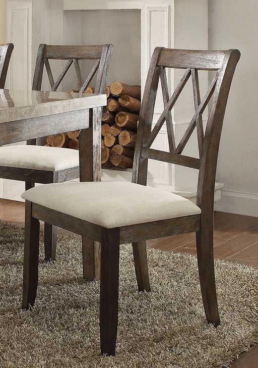 Acme Furniture Claudia Side Chair in Beige and Brown (Set of 2) 71717 - Levi's Discount Furniture (Vineland, NJ)