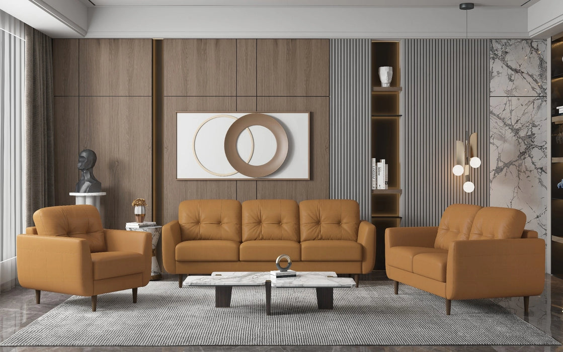 Radwan Camel Leather Sofa - Levi's Discount Furniture (Vineland, NJ)