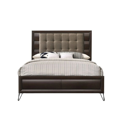 Acme Furniture Tablita Upholstered King Bed in Dark Merlot 27457EK - Levi's Discount Furniture (Vineland, NJ)