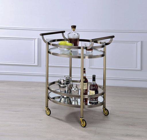 Lakelyn Brushed Bronze & Clear Glass Serving Cart - Levi's Discount Furniture (Vineland, NJ)