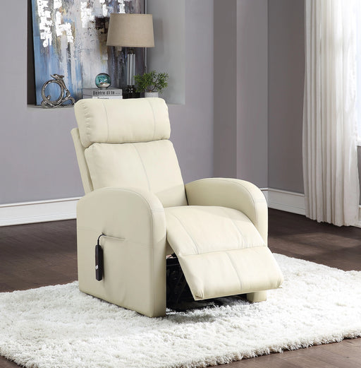 Ricardo Beige PU Recliner w/Power Lift - Levi's Discount Furniture (Vineland, NJ)