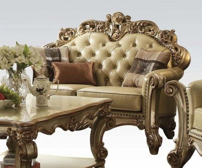 Acme Vendome Loveseat w/ 3 Pillows in Gold Patina 53001 - Levi's Discount Furniture (Vineland, NJ)