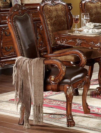 Acme Dresden Pedestal Dining Arm Chairs in Brown Cherry Oak 12154 (Set of 2) - Levi's Discount Furniture (Vineland, NJ)
