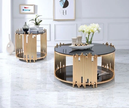Acme Furniture Tanquin End Table in Gold/Black 84492 - Levi's Discount Furniture (Vineland, NJ)
