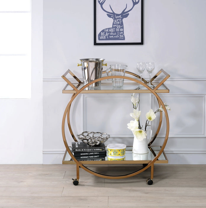 Traverse Champagne & Mirrored Serving Cart - Levi's Discount Furniture (Vineland, NJ)