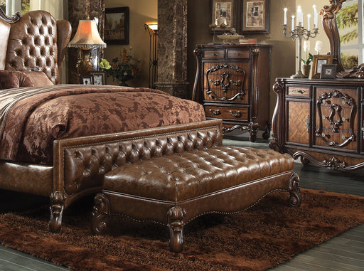 Versailles 2-Tone Light Brown PU & Cherry Oak Bench - Levi's Discount Furniture (Vineland, NJ)