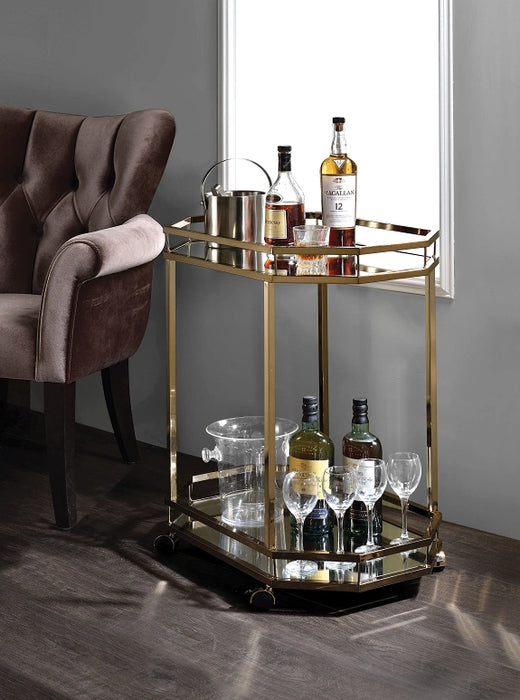 Lacole Champagne & Mirror Serving Cart - Levi's Discount Furniture (Vineland, NJ)