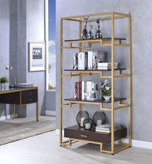 Yumia Gold & Clear Glass Bookshelf - Levi's Discount Furniture (Vineland, NJ)