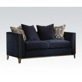 Acme Phaedra Loveseat with 4 Pillows in Blue Fabric 52831 - Levi's Discount Furniture (Vineland, NJ)